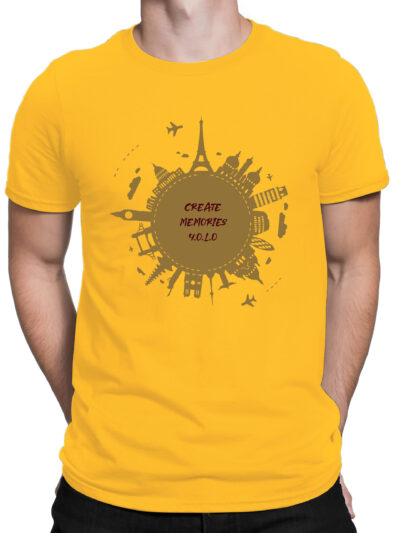 YOLO Yellow Men Round Neck Printed T-Shirts Ninad Clothing