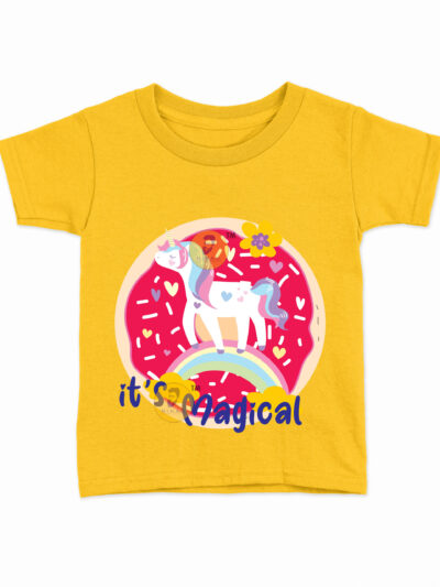 Its Magical Yellow Kids Round Neck Printed T-Shirts