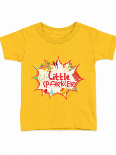 Little Sparkler Yellow Kids Round Neck Printed T-Shirts