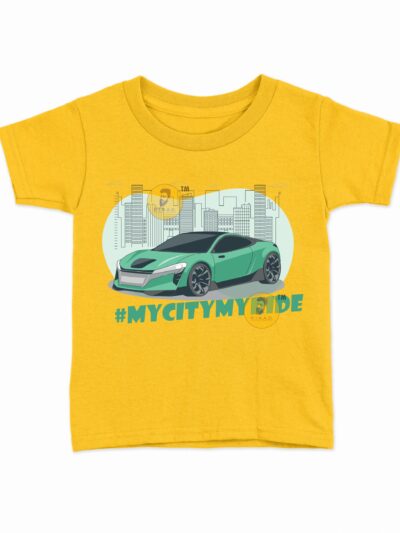 My City My Ride Yellow Kids Round Neck Printed T-Shirts