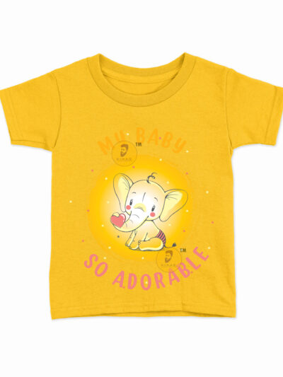 My Baby Yellow Kids Round Neck Printed T-Shirts