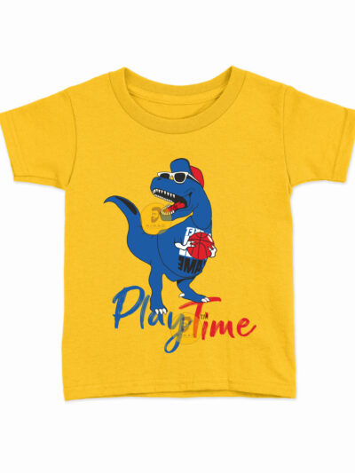 Playtime Yellow Kids Round Neck Printed T-Shirts