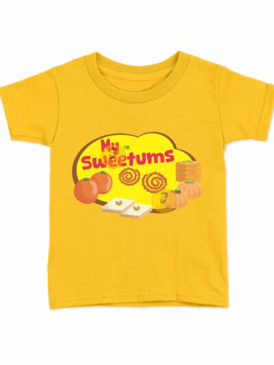Sweetums Yellow Kids Round Neck Printed T-Shirts