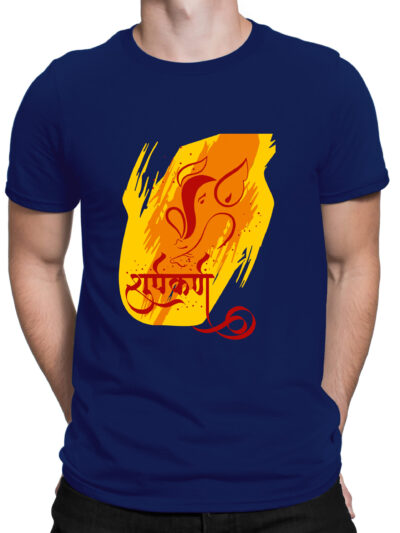 Shoorpakarna Ganesha Navy Blue Men Round Neck Printed T-Shirts