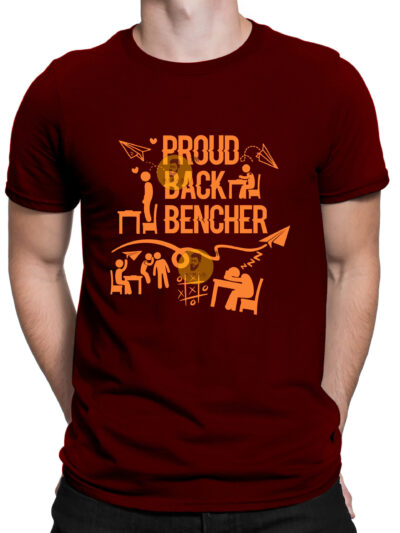 BackBencher Maroon Men's Round Neck Printed T-Shirts