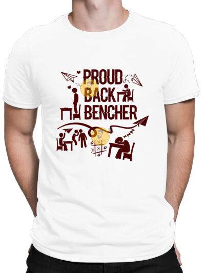 BackBencher White Men's Round Neck Printed T-Shirts