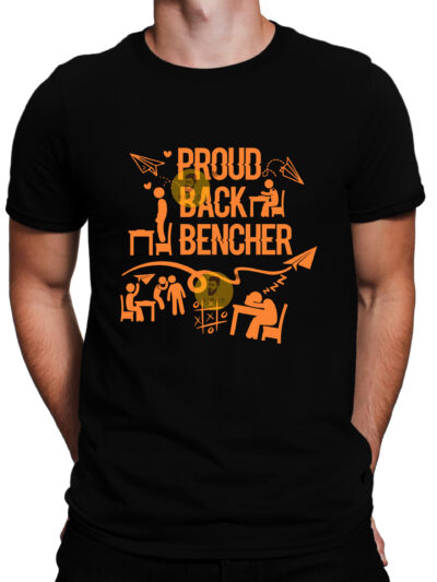 BackBencher Black Men's Round Neck Printed T-Shirts