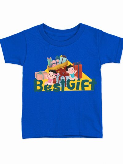 Best Gift Royal Blue Kids Round Neck Printed T-Shirts