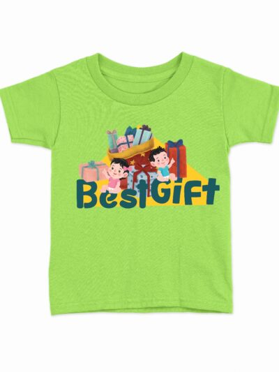 Best Gift Parrot Green Kids Round Neck Printed T-Shirts