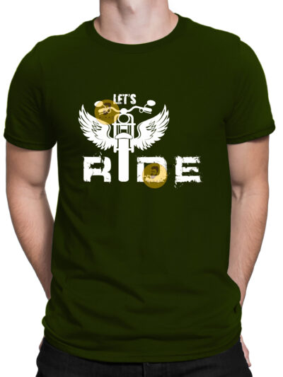 Ride Olive Green Men Round Neck Printed T-Shirts
