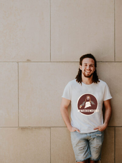 Weekend Vibe Men Round Neck Printed T-Shirts - Black, Maroon, Yellow, Navy Blue, Olive Green, White