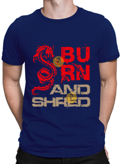 Burning Navy Blue Men Round Neck Printed T-Shirts