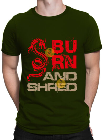 Burning Olive Green Men Round Neck Printed T-Shirts