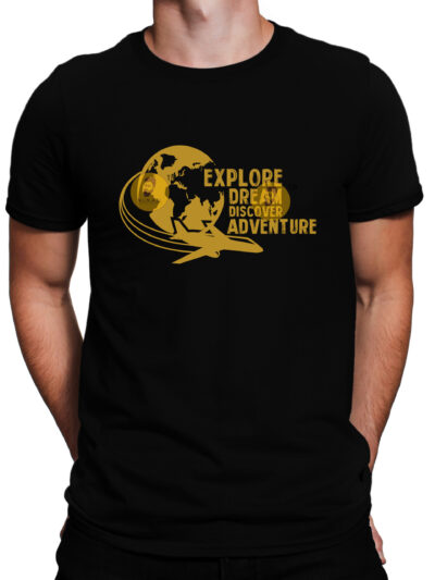 Explore Black Men Round Neck Printed T-Shirts