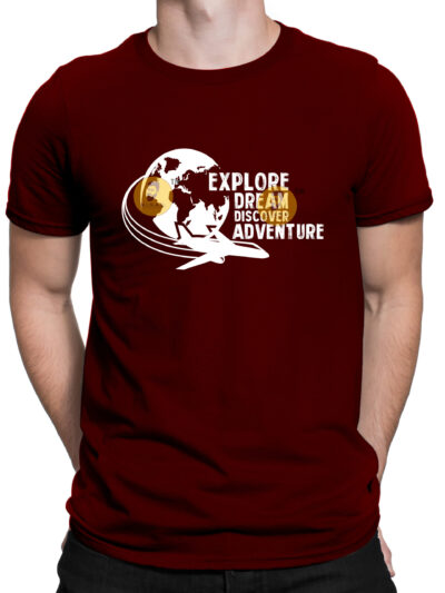 Explore Maroon Men Round Neck Printed T-Shirts