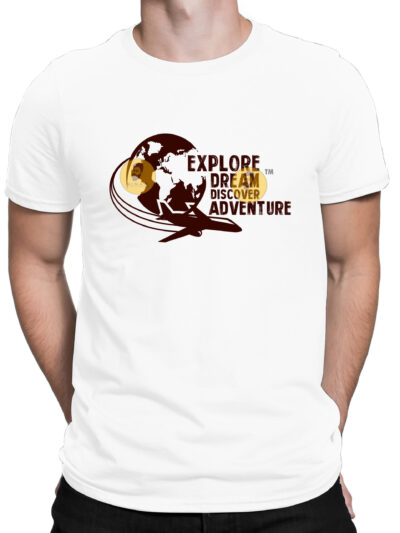 Explore White Men Round Neck Printed T-Shirts