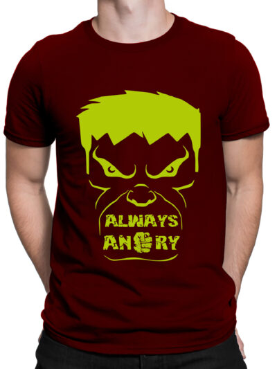 Always Angry Maroon Men's Round Neck Printed T-Shirts