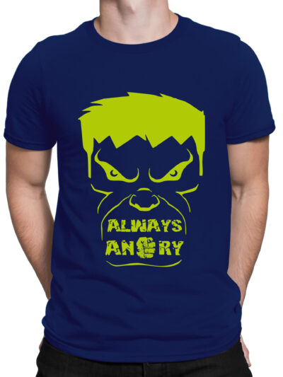 Always Angry Navy Blue Men's Round Neck Printed T-Shirts