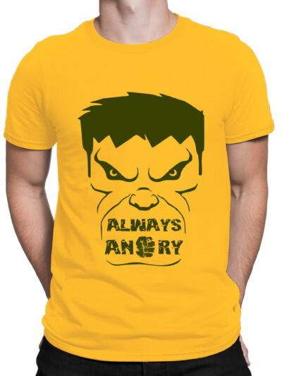 Always Angry Yellow Men's Round Neck Printed T-Shirts