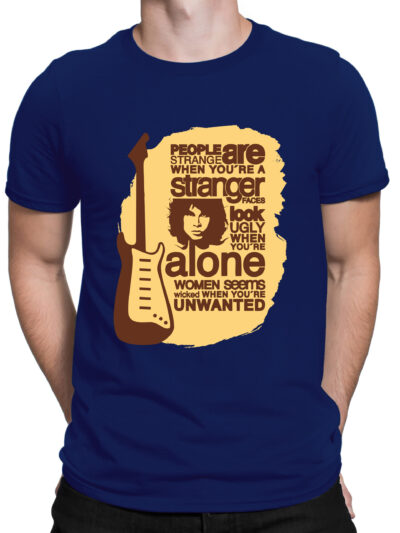 Jim Navy Blue Men Round Neck Printed T-Shirts