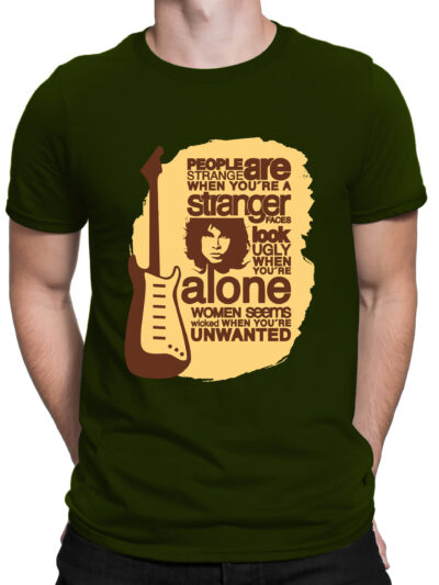 Jim Olive Green Men Round Neck Printed T-Shirts