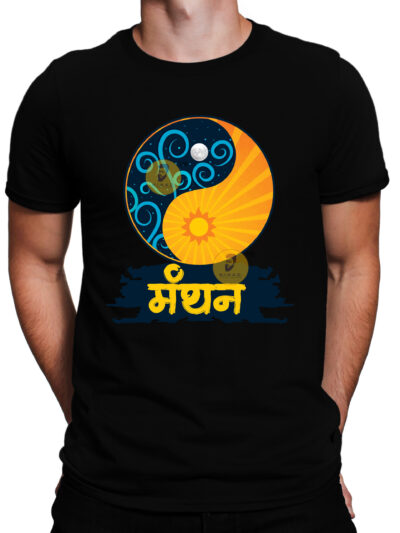 Manthan Black Men Round Neck Printed T-Shirts