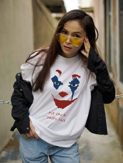 Happy Smile Men Round Neck Printed T-Shirts - Black, Maroon, Yellow, Navy Blue, Olive Green, White