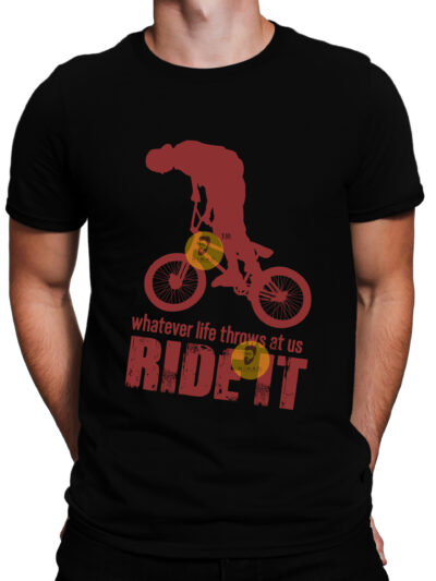 Ride It Black Men Round Neck Printed T-Shirts