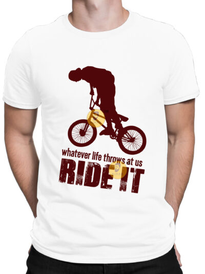 Ride It White Men Round Neck Printed T-Shirts