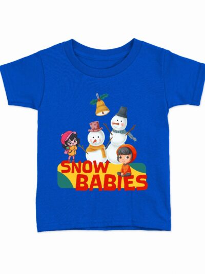 Snow Babies Royal Blue Kids Round Neck Printed T-Shirts
