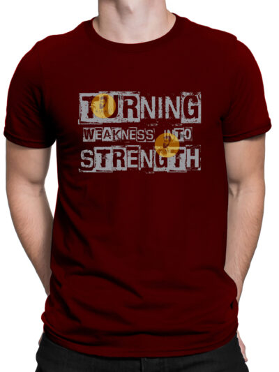 Strength Maroon Men Round Neck Printed T-Shirts