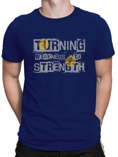 Strength Navy Blue Men Round Neck Printed T-Shirts