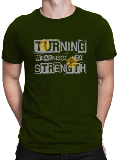 Strength Olive Green Men Round Neck Printed T-Shirts