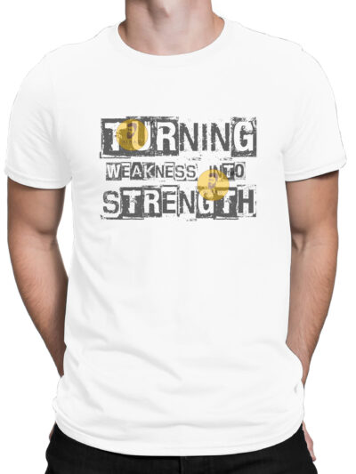 Strength White Men Round Neck Printed T-Shirts