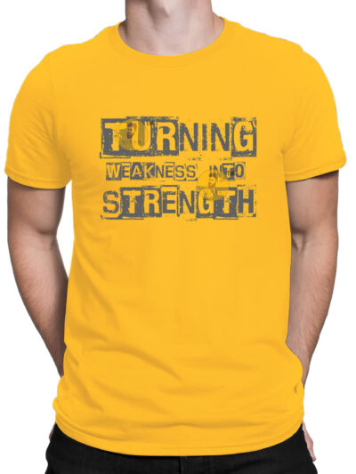 Strength Yellow Men Round Neck Printed T-Shirts