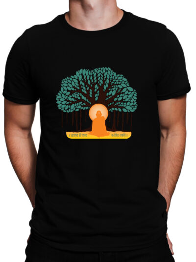 Swami Samarth Black Men Round Neck Printed T-Shirts