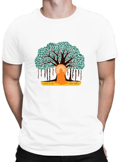 Swami Samarth White Men Round Neck Printed T-Shirts