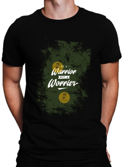 Warrior Black Men Round Neck Printed T-Shirts