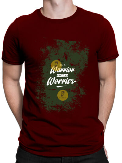 Warrior Maroon Men Round Neck Printed T-Shirts