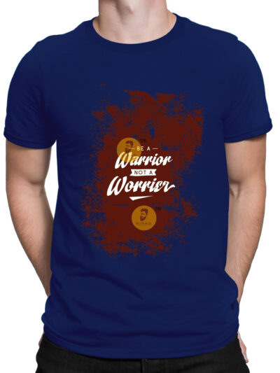 Warrior Navy Blue Men Round Neck Printed T-Shirts