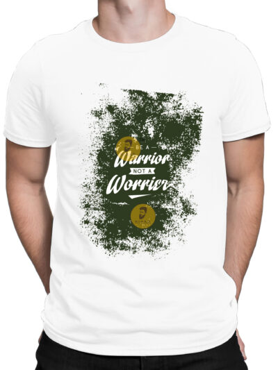 Warrior White Men Round Neck Printed T-Shirts