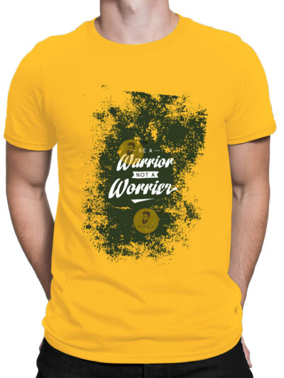 Warrior Yellow Men Round Neck Printed T-Shirts